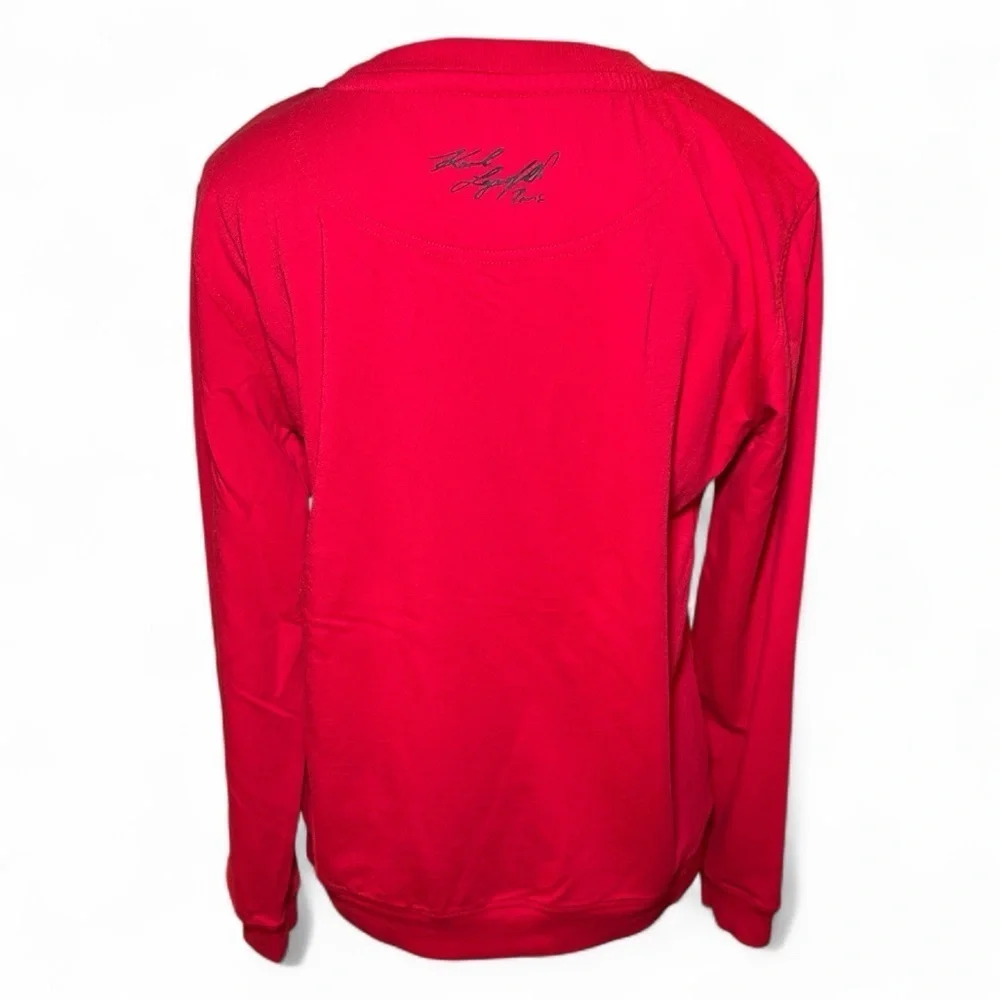 Karl Lagerfeld Paris Embellished Logo Red Sweatshirt Pullover Women’s Sz S - Picture 2 of 10